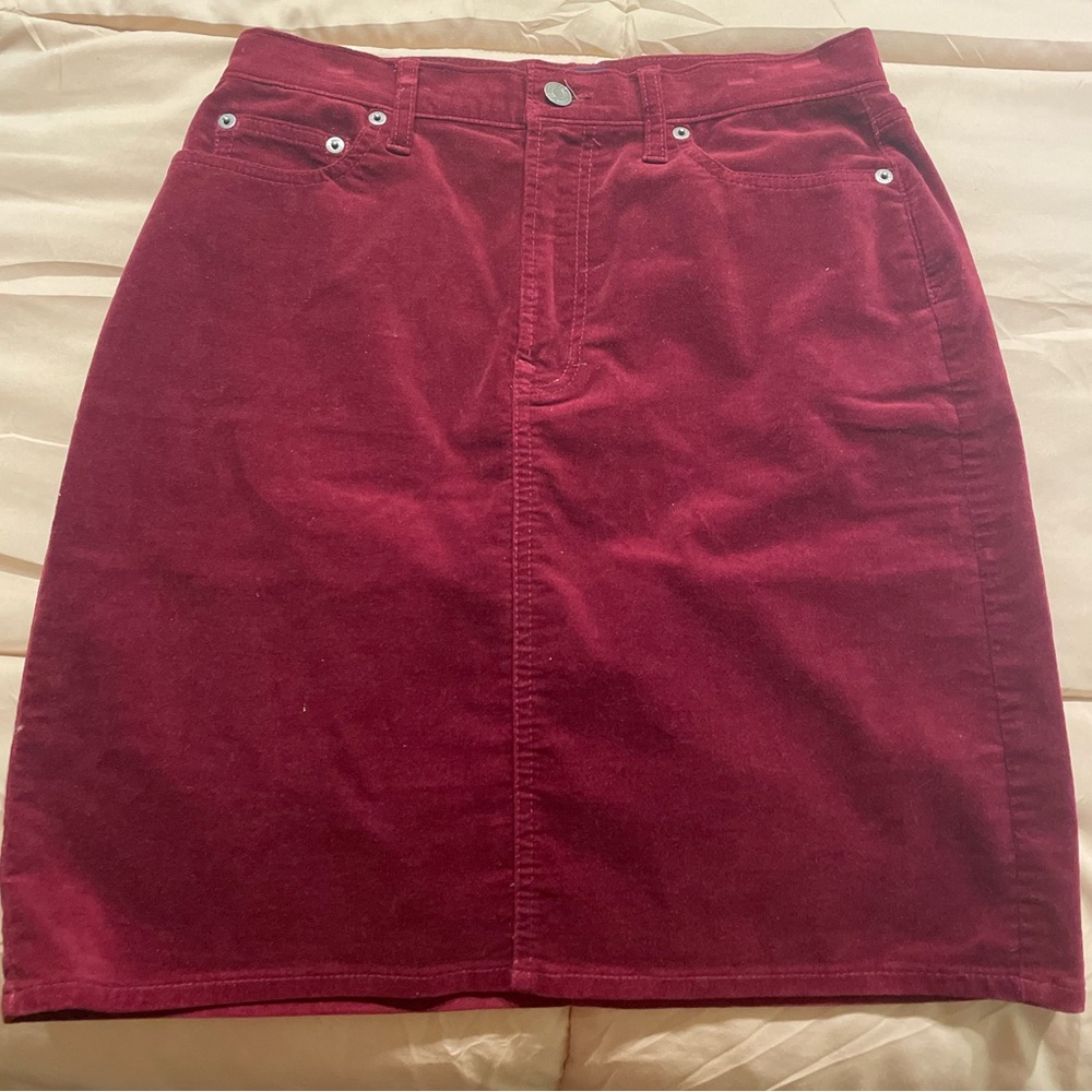 High-Waisted Velvet Skirt, Wine red, size S